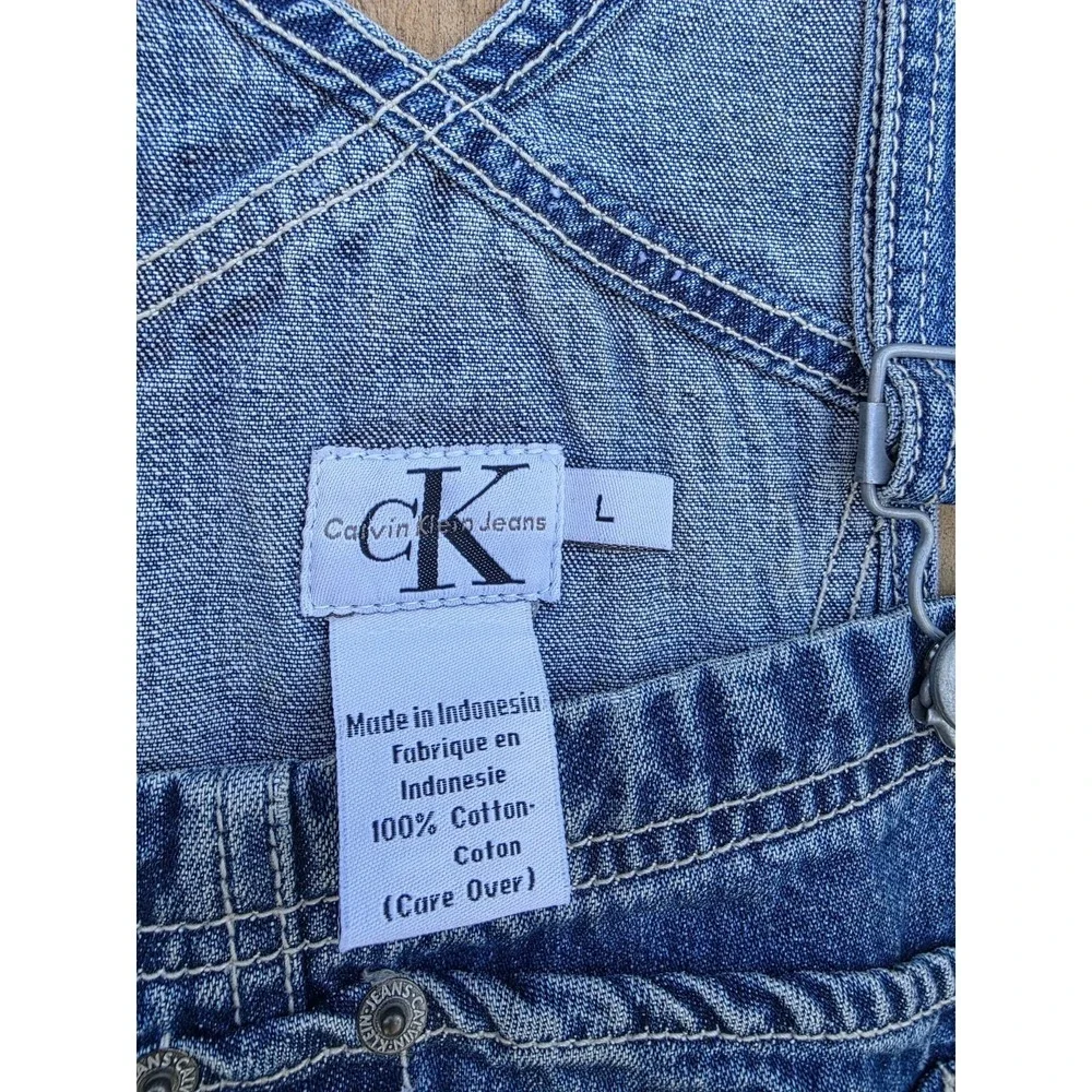 Vintage Calvin Klein Bib Overalls Mens Large Medium Wash Denim 90s Y2K